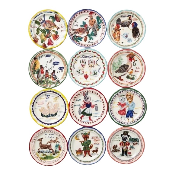 Anthropologie - Nathalie Lete 12 Days of Christmas Plates -A Partridge in a Pear - Picture 2 of 9